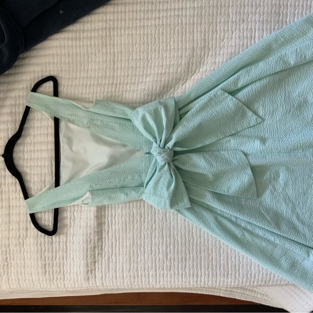 Lauren James Green Sear-sucker Dress